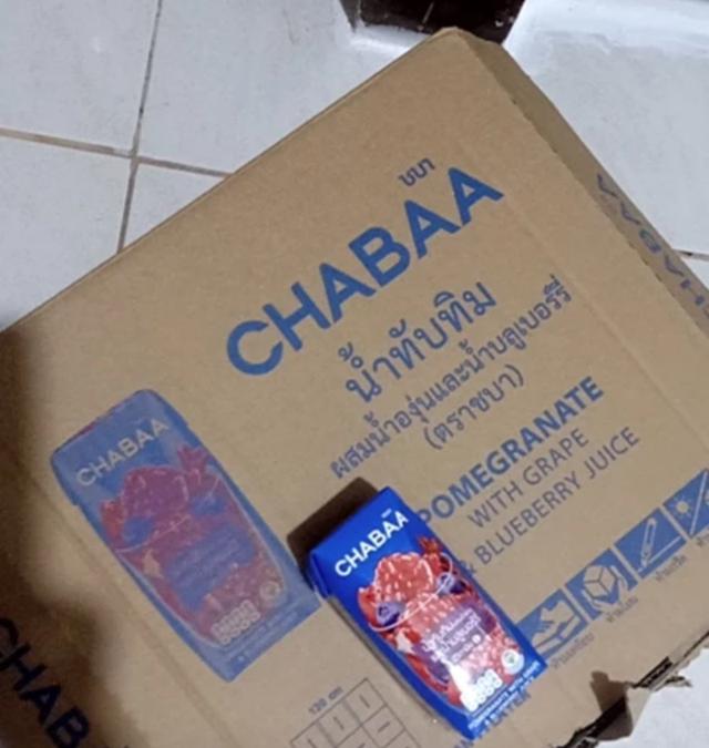 ขาย ยกลัง CHABAA น้ำทับทิมและน้ำบลูเบอร์รี่ผสมน้ำองุ่น 40% 180 มล. 4