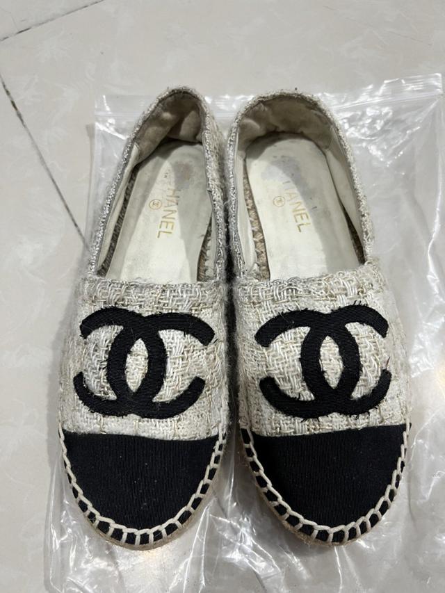 รองเท้าชาแนลแท้ มือสอง (Chanel Espadrilles canvas) 6