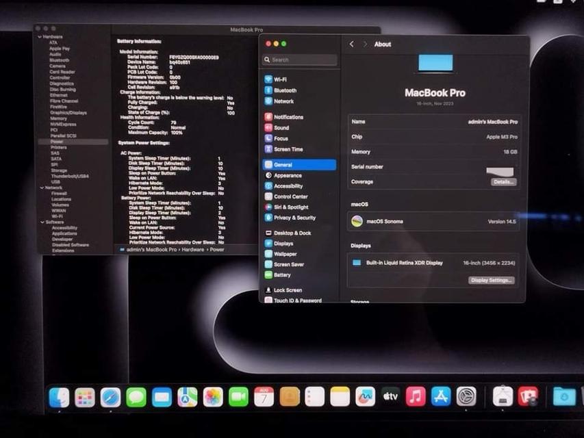 ขาย/แลก Macbook Pro 16inch M3Pro/ Ram18 /SSD512/ CPU12 /GPU18 ศูนย์ไทย ประกันศูนย์ยาว สุขภาพแบต 100% สภาพสวยมาก ครบกล่อง เพียง 71,990 บาท  2