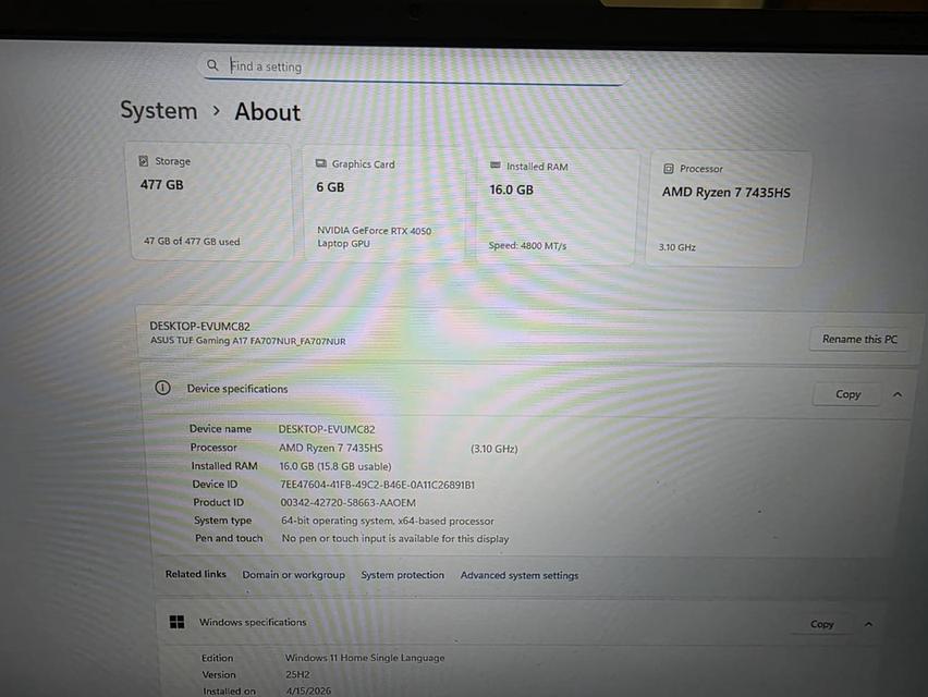Asus TUF Gaming A17 FA707NUR RTX4050 มีประกันศูนย์ รูปย่อยที่ 3
