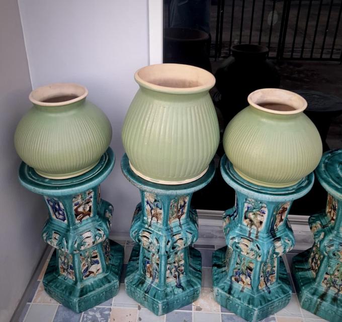 โถพลูเขียวไข่กา ลายมะเฟือง ใบใหญ่ โถใบชะพลูโบราณ 3