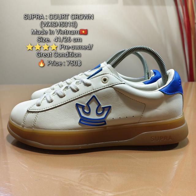 SUPRA : COURT CROWN (WXSH5313) Made in Vietnam🇻🇳Size. 41/26 cm⭐⭐⭐⭐ Pre-owned/ Great Condition 🔥 Price : 750฿