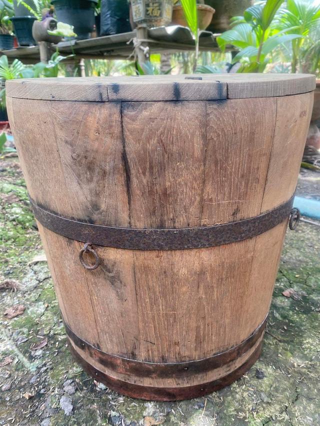 ถังไม้โบราณ มีฝาปิด แบบสพาย ถังไม้ใส่ของแบบโบราณ 8