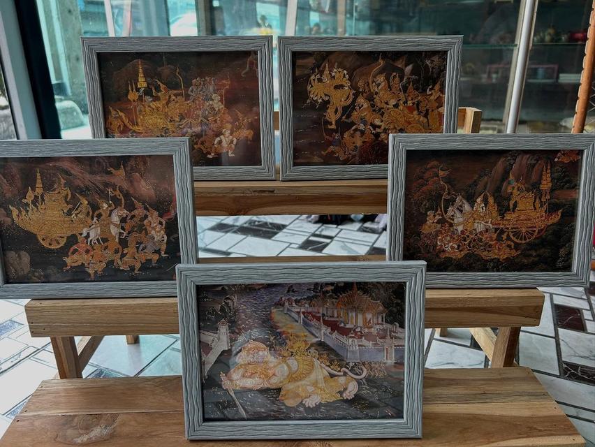 ชุดภาพรามเกียรติ์เก่า 5 ใบพร้อมกรอบ เป็น สคส ชุดรามเกียรติ์เก่า ไม่ต่ำกว่า 20 ปี 8