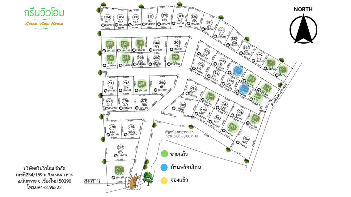 ขายที่ดินเปล่า เฟสใหม่ โครงการกรีนวิวโฮม แม่โจ้ อ.สันทราย จ.เชียงใหม่