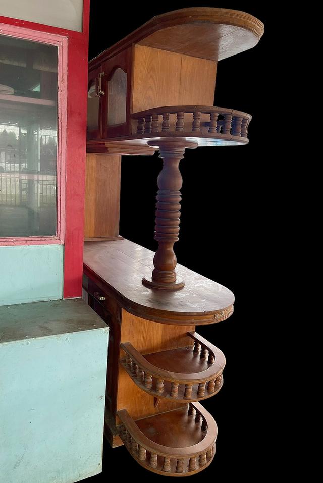 ตู้บาร์ไม้สักทอง เคาน์เตอร์บาร์ไม้สัก 3ชั้น บานกระจก ไม้สักทองคุณภาพ