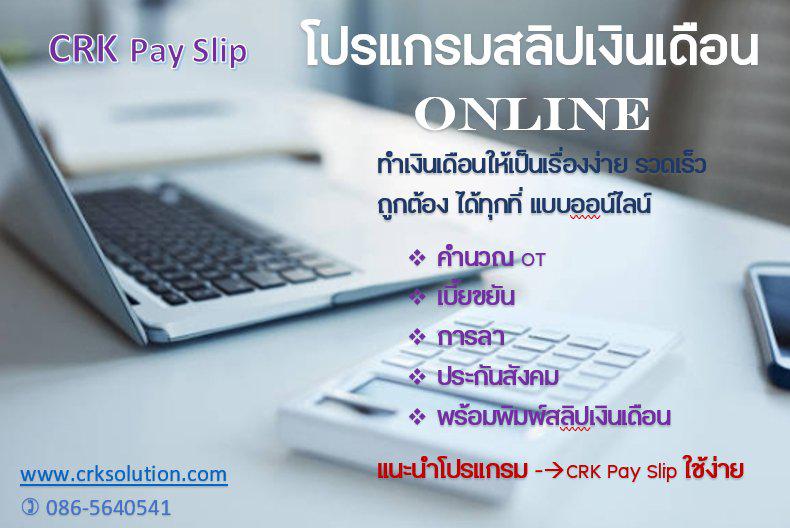 โปรแกรมพิมพ์เงินเดือน โปรแกรมพิมพ์สลิปเงินเดือน Pay slip ใช้งานแบบออน์ไลน์ ราคา 99 บาท ต่อ เดือน โทร 086-5640541 1