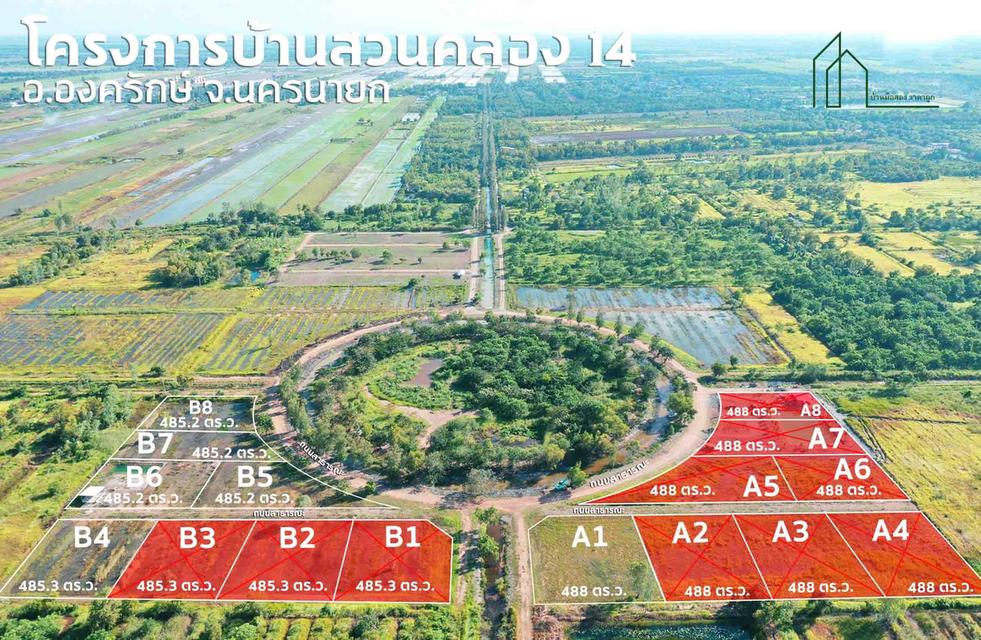 ที่ดินทำเลทอง โครงการบ้านสวนคลอง 14  อ.องครักษ์ นครนายก  เริ่มต้น 5,900 ต่อ ตารางวา  5