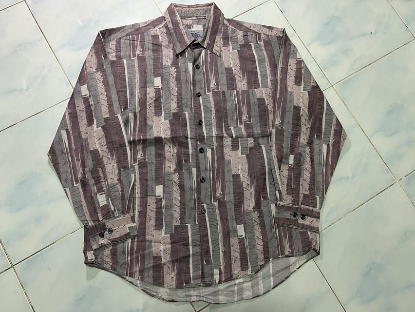 🎨เสื้อเชิ้ตวินเทจ 90s THREE LANCER - Vertical Abstract Art Shirt สีขรึมเท่ กริ๊บ ไซส์ทอง!