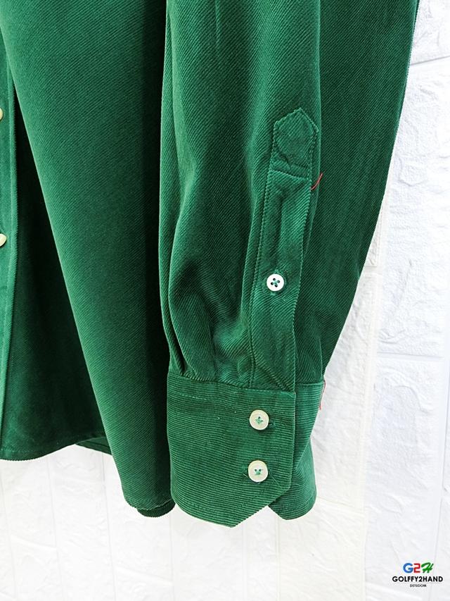 TOMMY HILFIGER แท้ อก50 เสื้อเชิ๊ตแขนยาวลูกฟูกบางสีเขียวสปอต 3
