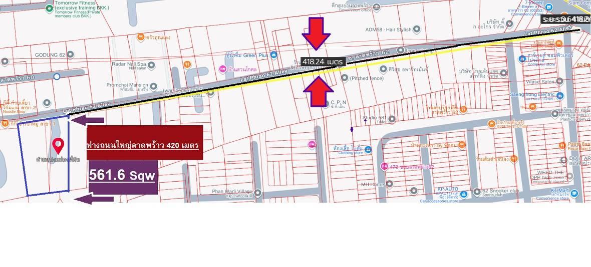ขายที่ดินกลางเมืองลาดพร้าว 62 ใกล้BTSโชคชัยสี่ จากถนนใหญ่ลาดพร้าวเข้าซอย 62  420 เมตรเนื้อที่ 561.6 ตารางวา หายาก size ที่ดินสวย รีบมาด่วน 5