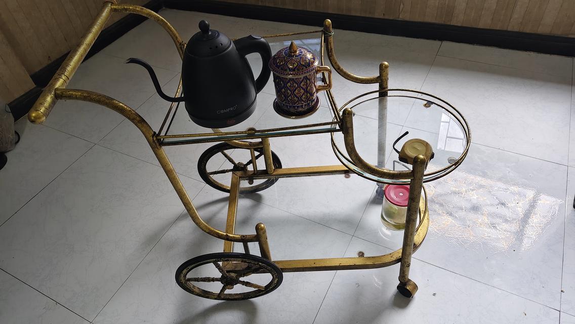 รถเข็นบาร์เหล้า วางไวน์ ดื่มกาแฟวินเทจ