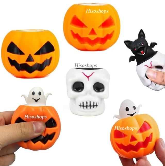 ของเล่นบอลบีบสกุชชี่ HALLOWEEN SQUISHY ฟักทอง PUMPKIN STRESS RELIEVER หัวกระโหลก SKULL ผีน้อย GHOST บอลลูกใหญ่ ของเล่นคลายเครียด ของเล่นเทศกาลฮาโลวีน
