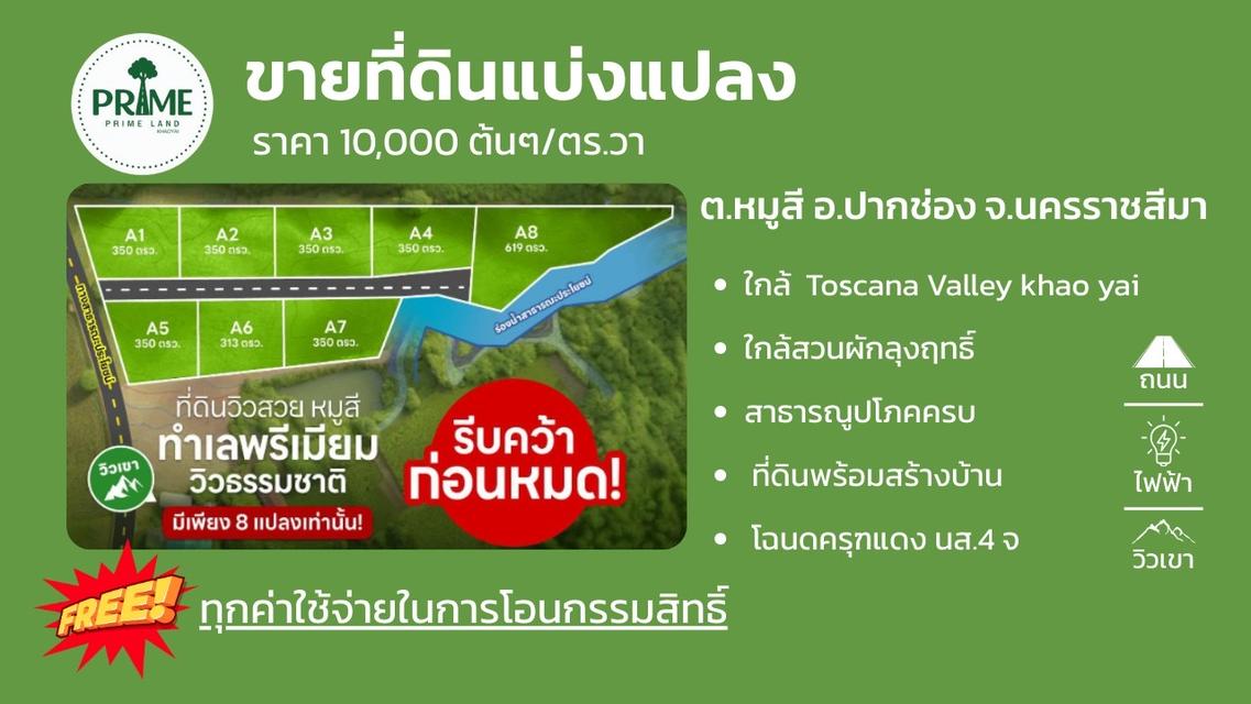 ขายที่ดินหมูสี ปากช่อง เขาใหญ่ แปลงเล็ก ราคาดีที่สุด ทำเลทองหล่อเขาใหญ่ ใกล้ธนะรัชต์ 1