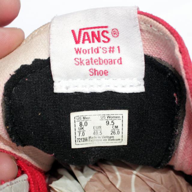 Vans ผ้าใบหุ้มข้อมือสอง สีแดง ลายด้านข้างถอดได้ สภาพเหมือนใหม่ ส่งฟรี! 8