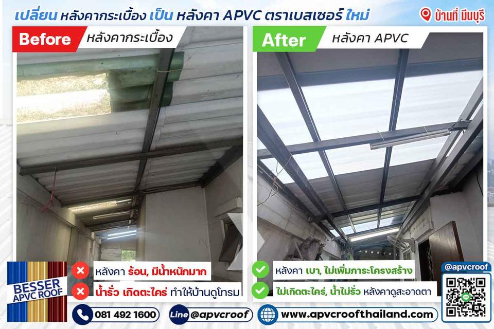 หลังคาเก่า ร้อน อมความร้อน น้ำหนักมาก น้ำรั่ว ทำให้บ้านดูโทรม