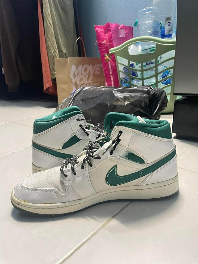 Nike Jordan 1 mid white mystic green รูปที่ 6