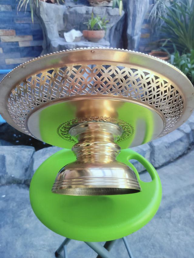 พานทองเหลือง14นิ้ว งานเก่า โบราณ 4