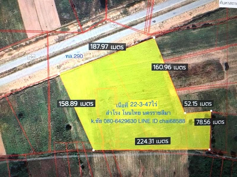ที่ดินติดถนนวงแหวนรอบเมือง(290)ทิศเหนือตอน2 เนื้อที่ 20-2-29ไร่ หน้ากว้าง 190เมตร ลึก 200เมตร ตำบลสำโรง อำเภอโนนไทย นครราชสีมา 5