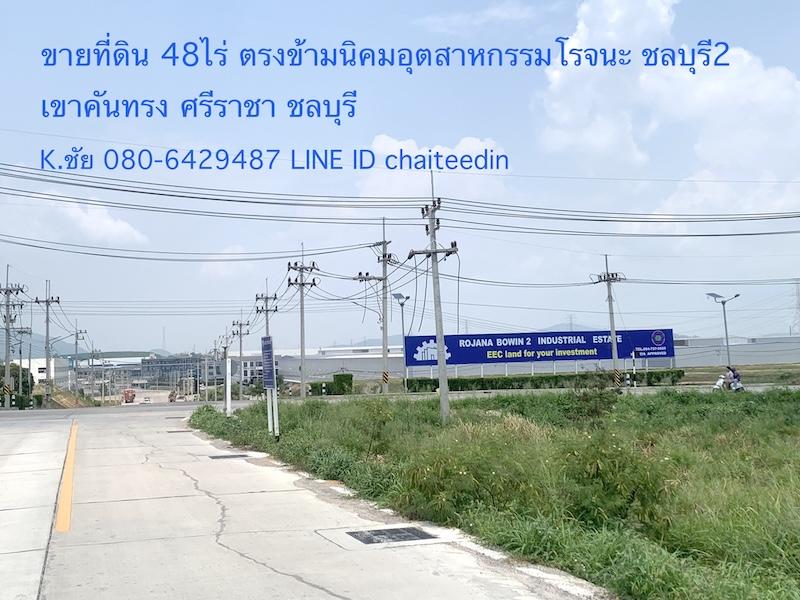 ขายที่ดินศรีราชาพื้นที่สีม่วงลาย เนื้อที่ 48-2-31ไร่ ตรงข้ามนิคมอุตสาหกรรมโรจนะ ชลบุรี2 ที่ดินเหมาะพัฒนาอุตสาหกรรม ที่ตั้งตำบลเขาคันทรง อำเภอศรีราชา 1