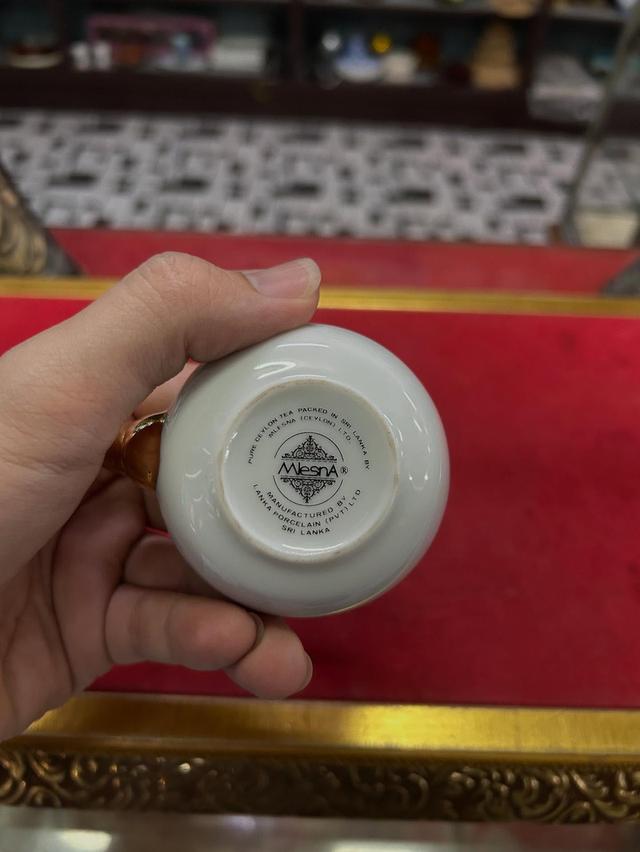 ป้านชาเซรามิค porcelain จิ๋ว มือจับไม้ 2