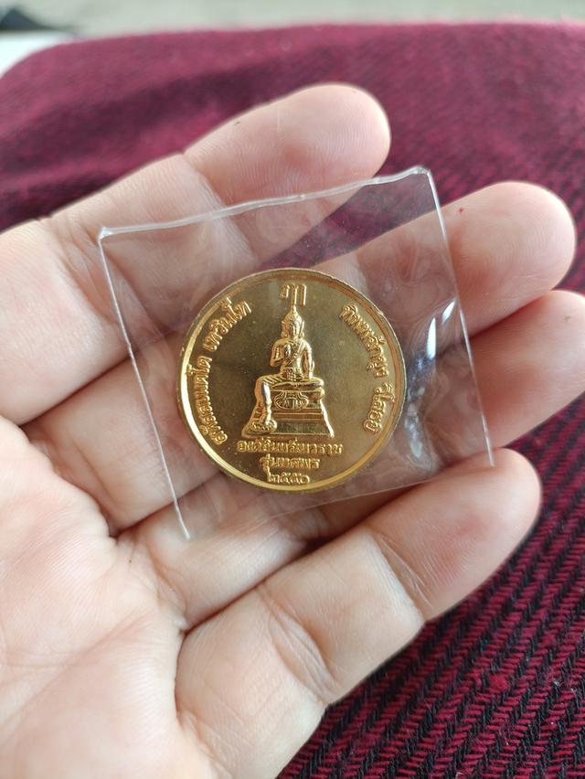 เหรียญกะไหล่ทองพ่นทรายสมเด็จพระร่วง หลังองค์อินทร์เทวราช วัดพระปฐมเจดีย์ จ.นครปฐม