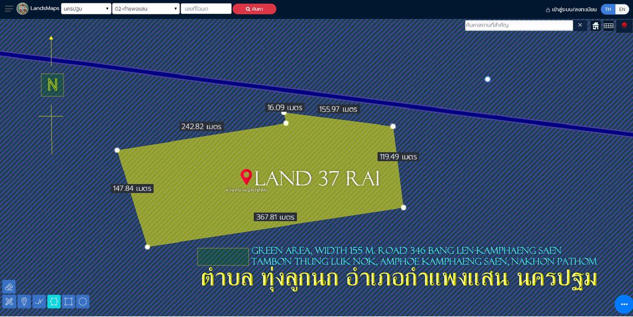 ✅ขายที่ดิน37ไร่ พื้นที่สีเขียว หน้ากว้าง 155ม. ถนน346 ปทุมธานี-บางเลน ตำบล ทุ่งลูกนก อำเภอกำแพงแสน นครปฐม  1