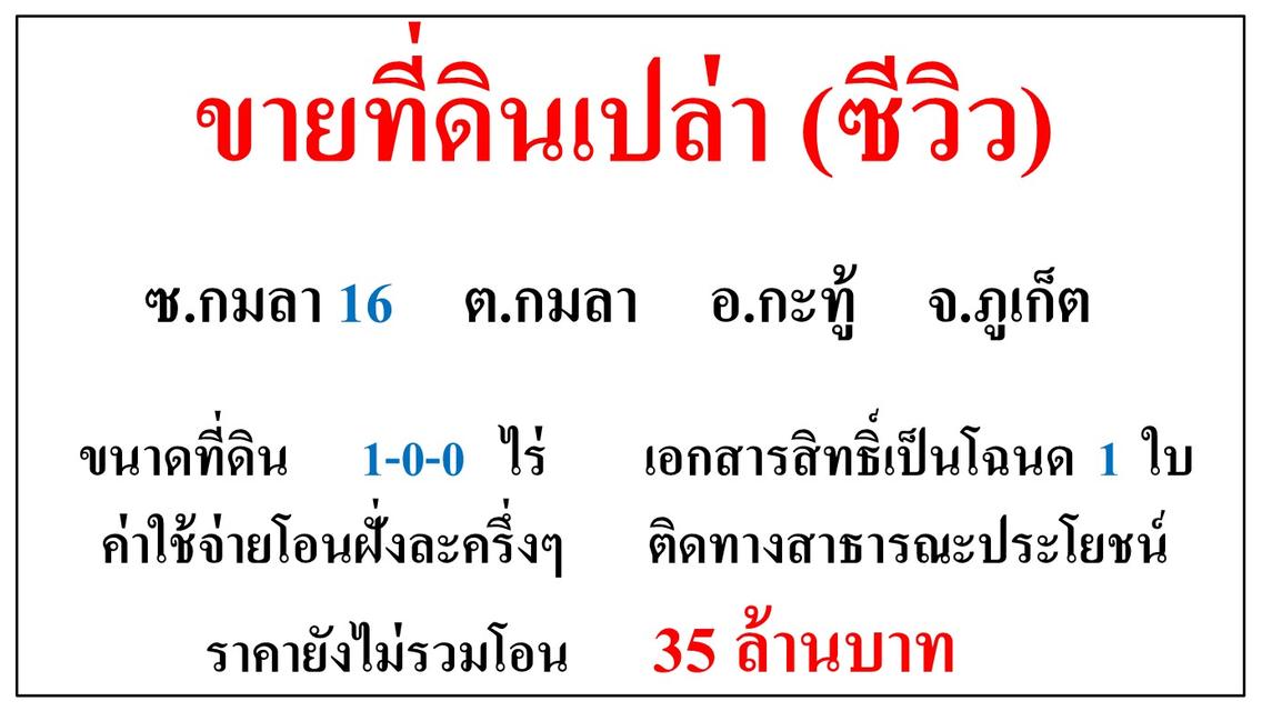 ขายที่ดินเปล่า (ซีวิว) ขนาด 1-0-0 ไร่ **ซ.กมลา 16** อ.กะทู้ ภูเก็ต 2