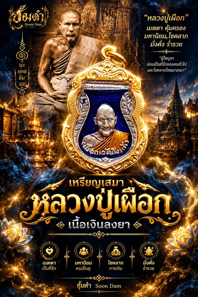 🔥เหรียญเสมา หลวงปู่เผือก เนื้อเงินลงยา