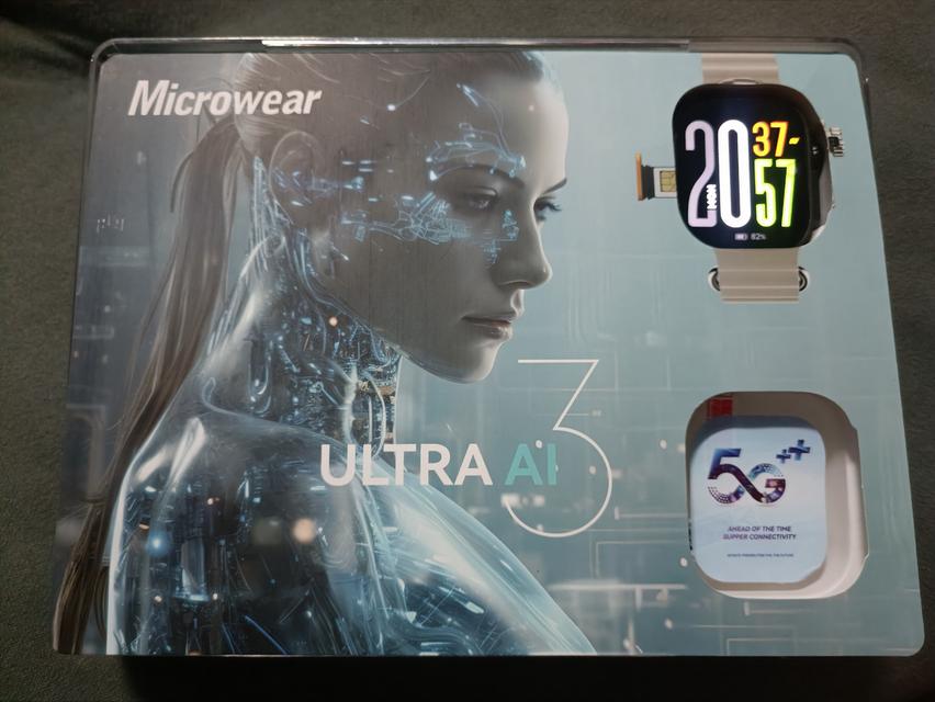 Smart Watch Ultra Ai  นาฬิกาใส่ซิม รองรับ 5G ความจุ 32GB พิมพ์แชท วีดีโอคอล นับก้าว มี Play Store