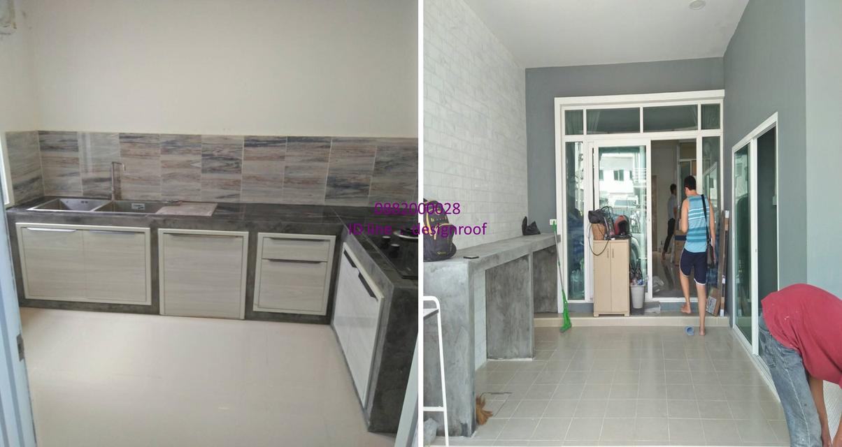 รับเหมา ต่อเติม โครงหลังคา กันสาด ห้องครัว เทพื้นปูกระเบื้อง Line dddesign23 12