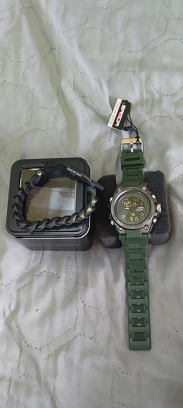 นาฬิกาทหาร Sanda Black & Green