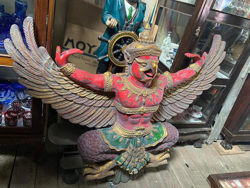 พญาครุฑไม้แกะ ครุฑไม้องค์ใหญ่ ขนาด120ซม