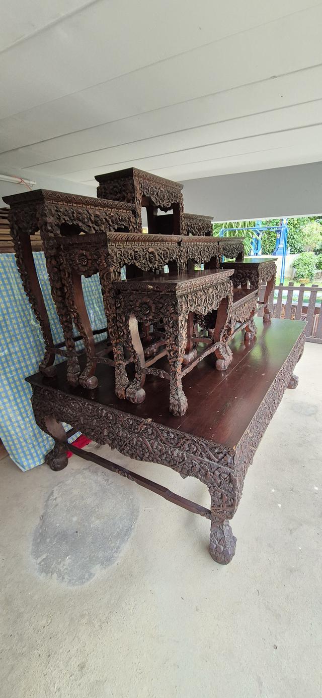 โต๊ะหมู่บูขา หมู่9 ไม้สักแกะสลัก