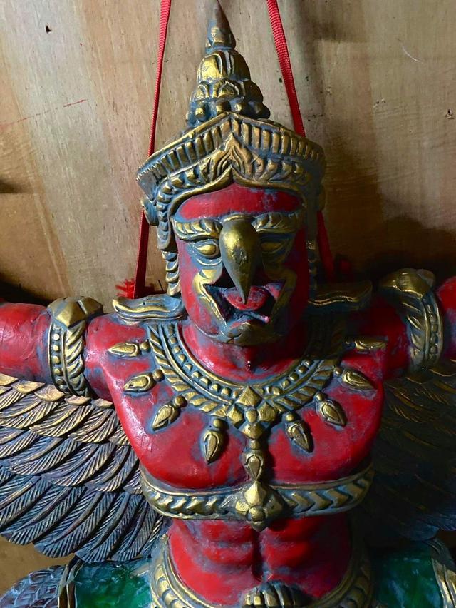 พญาครุฑไม้สัก องค์ใหญ่ ขนาด145ซม ครุฑไม้แกะ