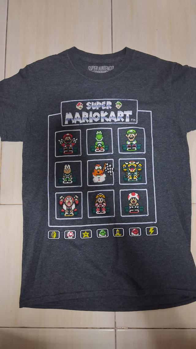 เสื้อยืดวินเทจมือสอง สีเทา Nintendo NES Super Mario Bros Character Graphic Tee T-Shirt Adult Men's Sz Large มือสองสภาพดี ลายสกรีนสวย