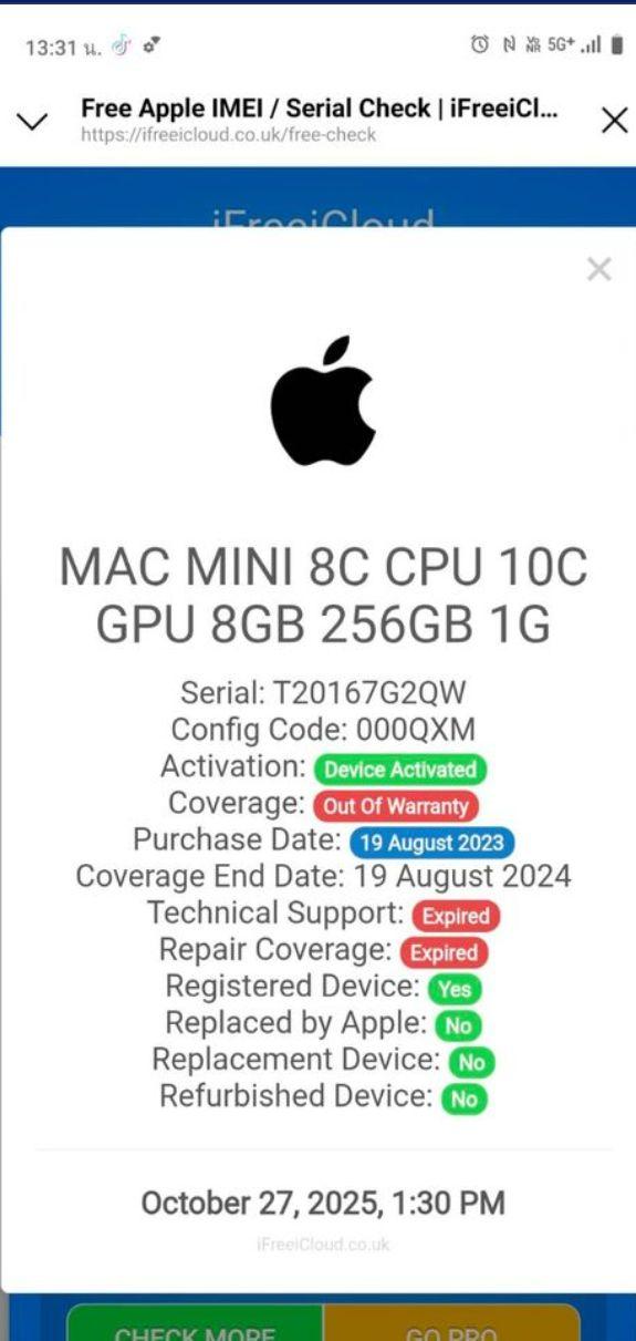 Mac mini M2 / 8GB / 256GB / เครื่องไทย TH 9