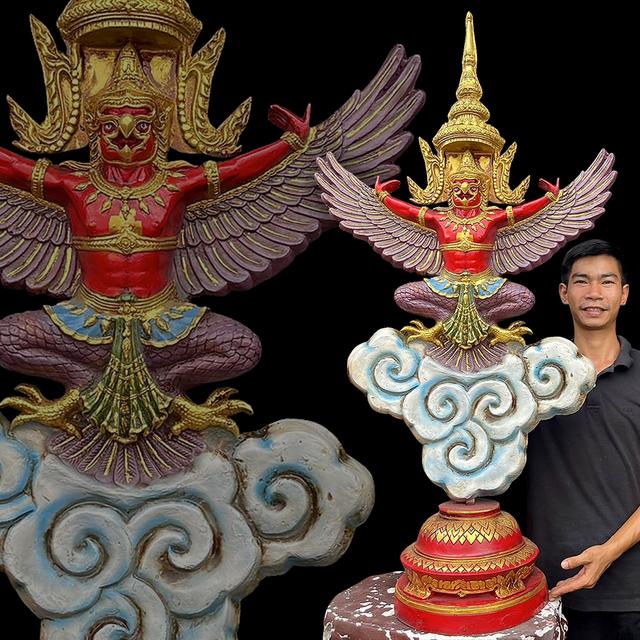 พญาครุฑตั้งโต๊ะ ขนาด70x135cm ครุฑตั้งโต๊ะบูชา