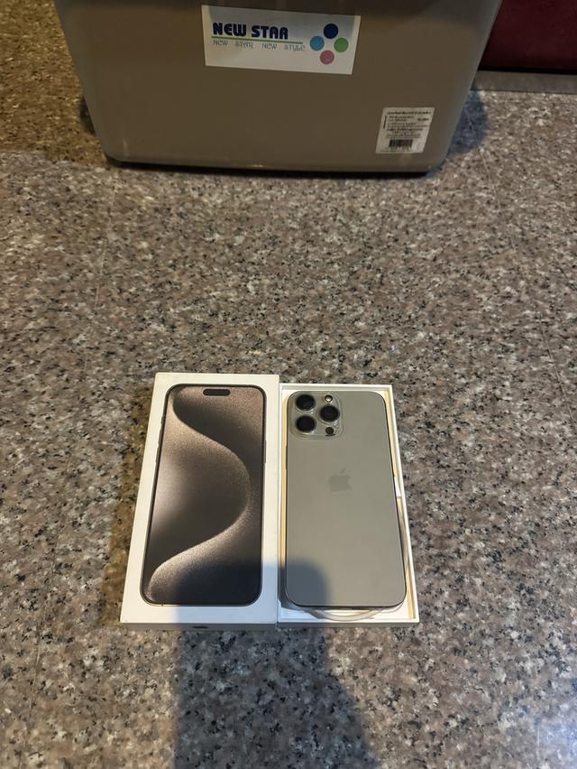 ขายๆๆๆถูกๆๆไอโฟน15ProMaxสีใหม่Natural Titanuim 256กิ๊กยกกล่องอีมี่ตรงสูนTrueใช้งานดีทุกๆฟังชั่นเครื่องรีสโตได้ตลอดไม่มีติดไอคราว ( แบต100%รอบชาด189หาย รูปที่ 2