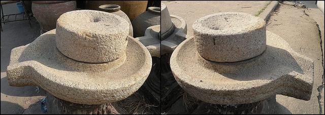 โม่แป้งโบราณ เนื้อหินแกรนิตแท้ โม่มือหมุนแบบโบราณ โม่หินแกะสลัก อายุ100ปี รูปที่ 3