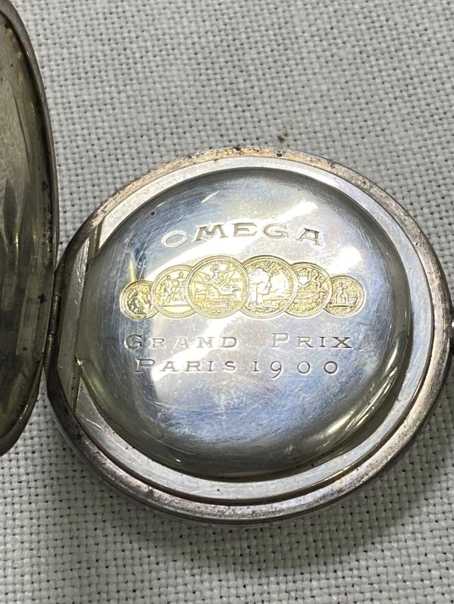 นาฬิกาพกโบราณ ตัวเรือนทำด้วยเงินแท้ OMEGA  6