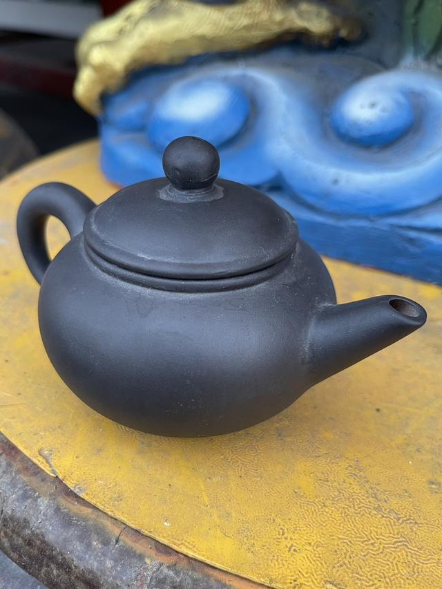 ปั้นชาอี๋ซิง Yixing teapot สีดำ ใบเล็ก ป้านชาเก่า กาน้ำชาดินเผาโบราณ 7