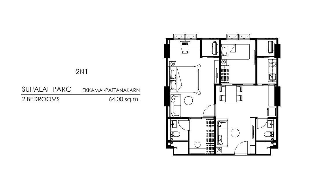 ขายคอนโด Supalai Parc Ekkamai–Pattanakarn ชั้น 24 อาคาร A 7