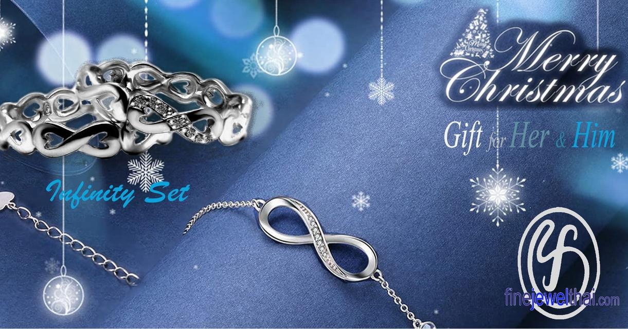 Finejewelthai แหวนอินฟินิตี้ สร้อยข้อมือ ชุดเครื่องประดับ ของขวัญปีใหม่