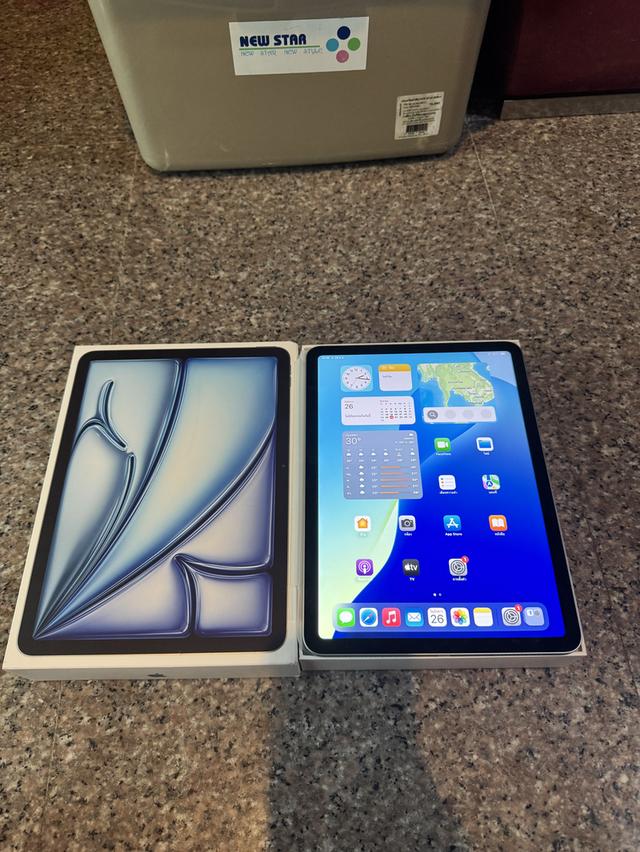 ขายiPadAir7ใหม่ล่าสุดM3สีBlue128กิ๊กอายุ2วันยังไม่ได้ใช้งานประกันสิงหาปีหน้าถูกๆ