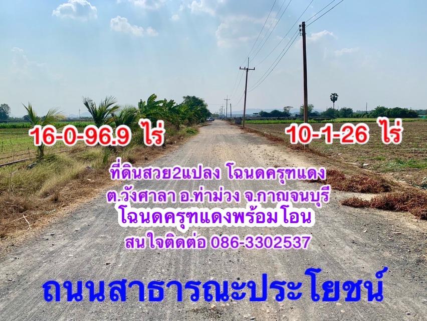 ขายที่ดินสวย2แปลง เนื้อที่รวม26ไร่เศษ สภาพแวดล้อมดี ต.วังศาลา อ.ท่าม่วง เหมาะลงทุน,จัดสรร,ทำเกษตร ขายรวมหรือแยกแปลงได้ 1