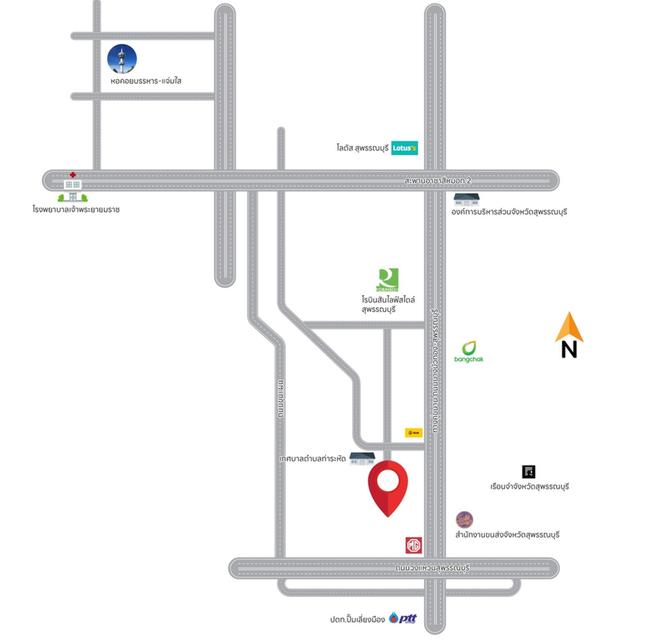 ที่ดินสวย แบ่งแปลง ที่อยู่อาศัย ราคาเหมาะสมกับสถานที่ตั้ง ใกล้โรบินสัน สุพรรณ มีสถานที่ออกกำลังกาย 3