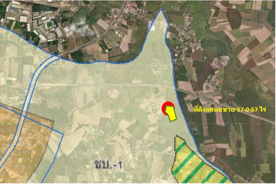 ขาย ที่ดิน ย่านถนนสายเขาหินซ้อน-สระแก้ว ทล.359 เนื้อที่ 57 ไร่ 57 ตรว เขตพัฒนาพิเศษภาคตะวันออก EEC ผังเมืองสีเหลือง ประเ 5