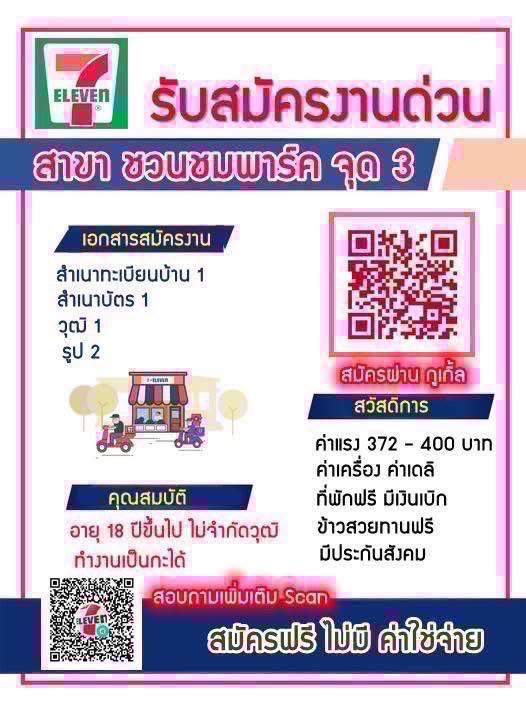 สมัครพนักงานเซเว่นสาขาชวนชม 3