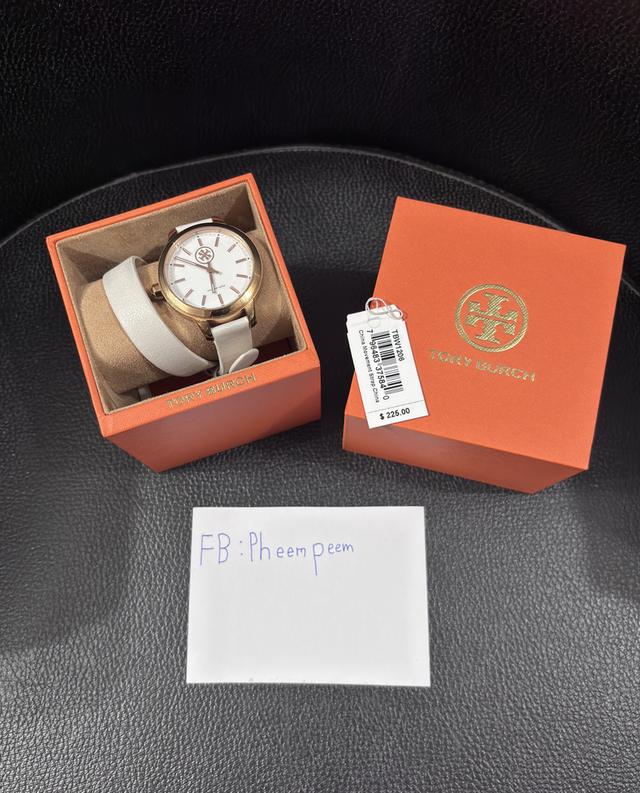 Tory Burch Rosegold/White Collins Leather Strap 38mm Tbw1206 Watch
